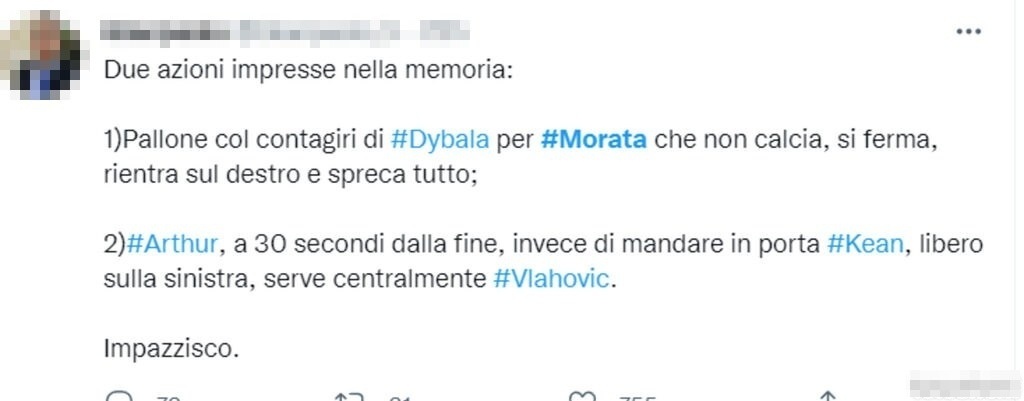 Tweet Atalanta Juventus