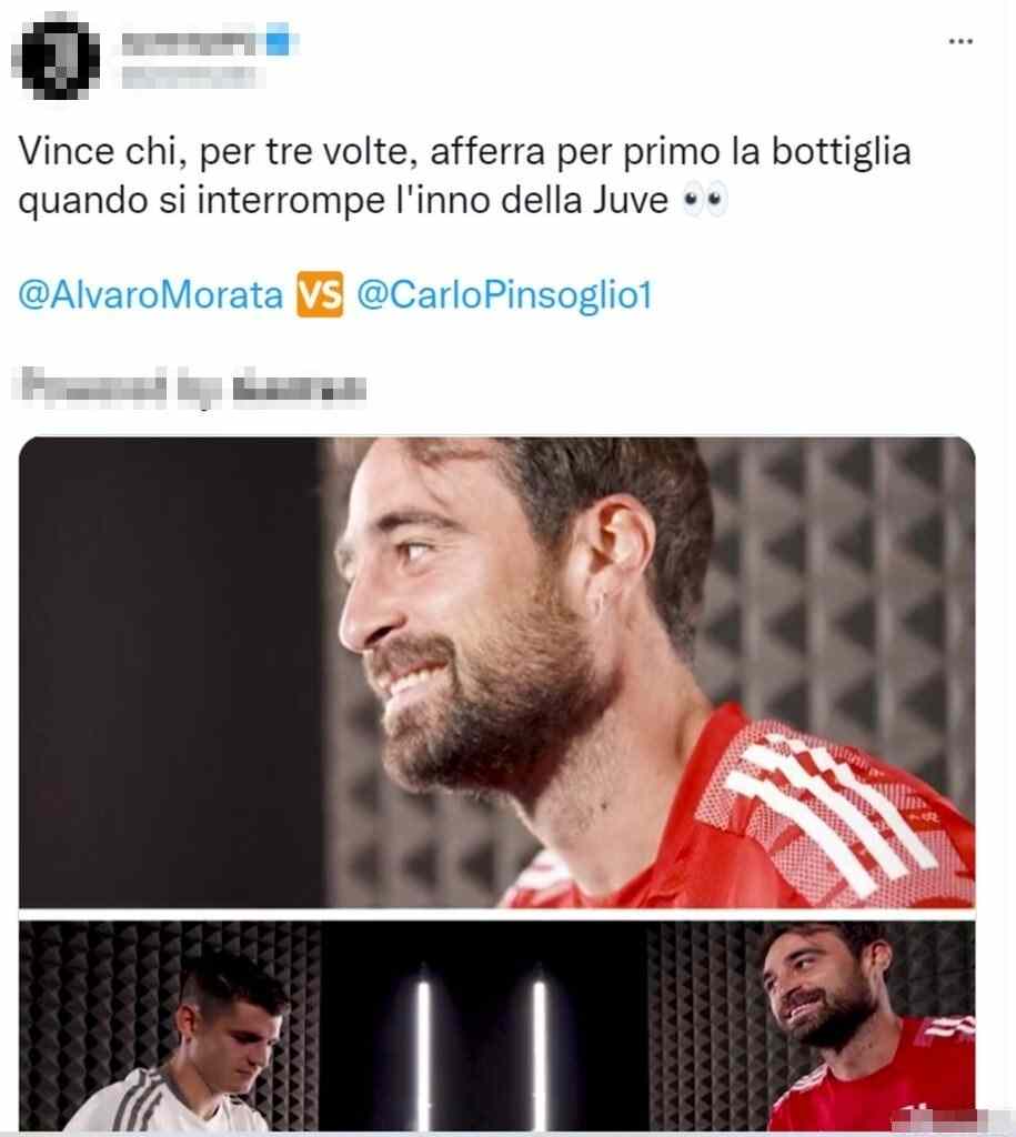 Tweet sfida Morata-Pinsoglio