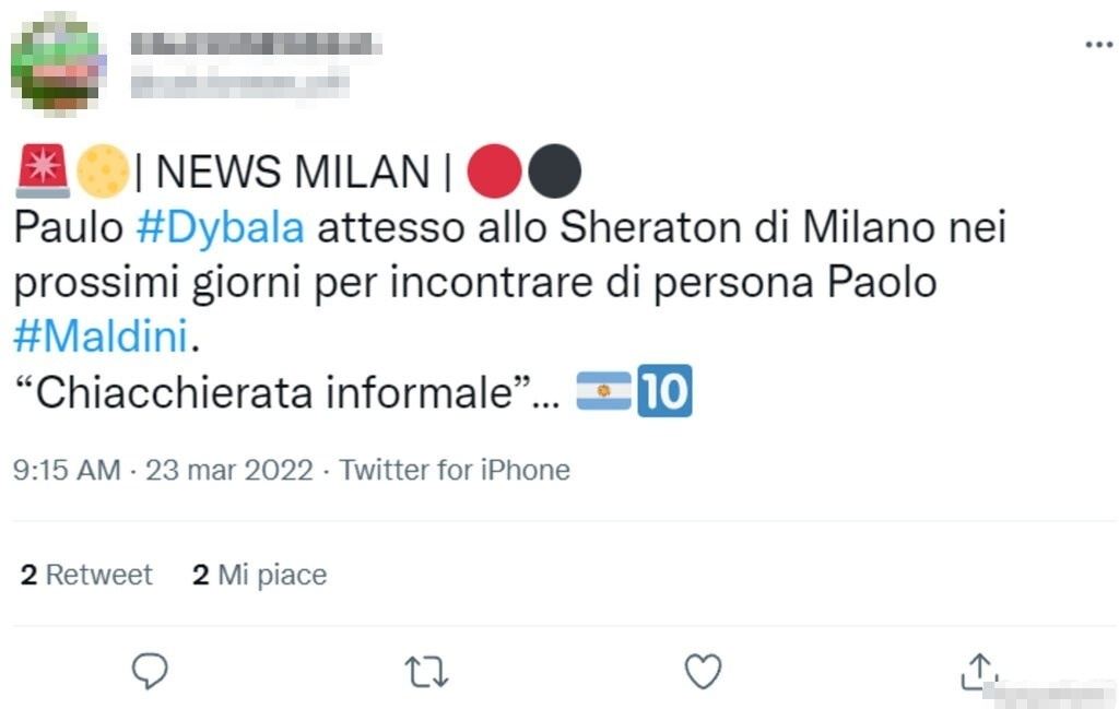 Tweet Dybala 