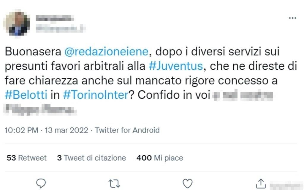 Tweet Torino Inter