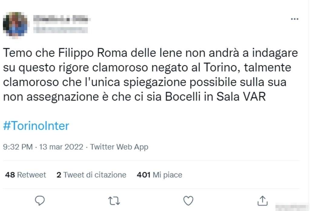 Tweet Torino Inter