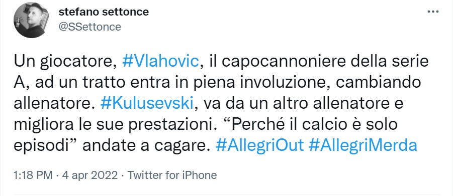 Vlahovic Kulusevski Allegri (Twitter)