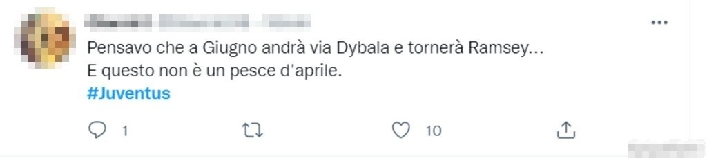 Tweet Dybala e Ramsey