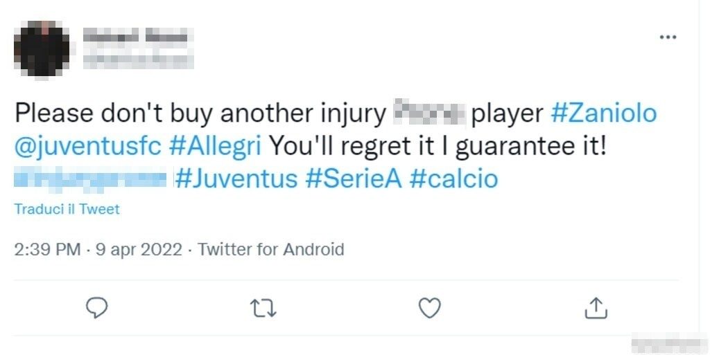 Tweet Zaniolo 