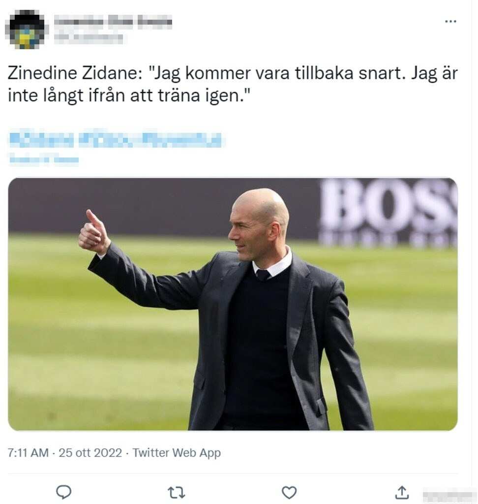 Tweet Zidane