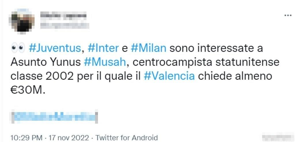 Tweet mercato