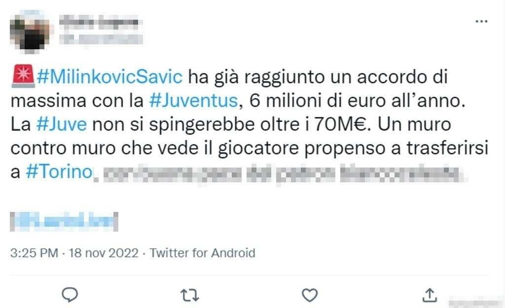 Tweet mercato