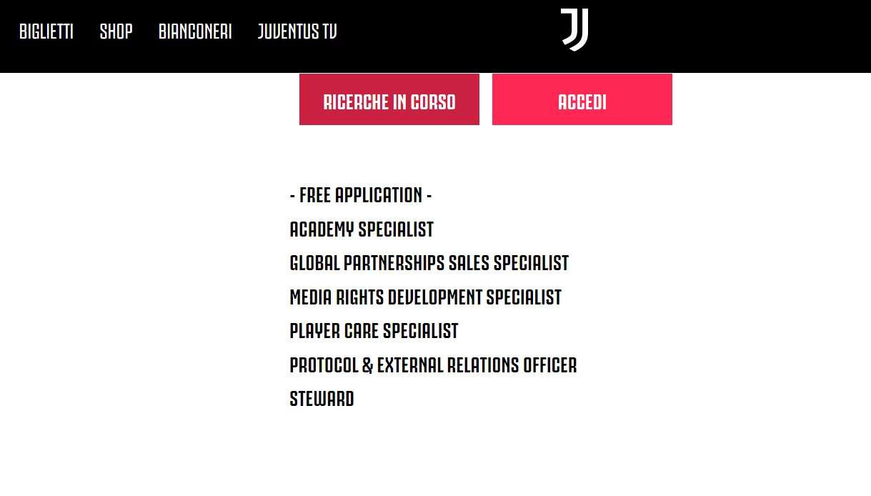 Offerte lavoro Juventus