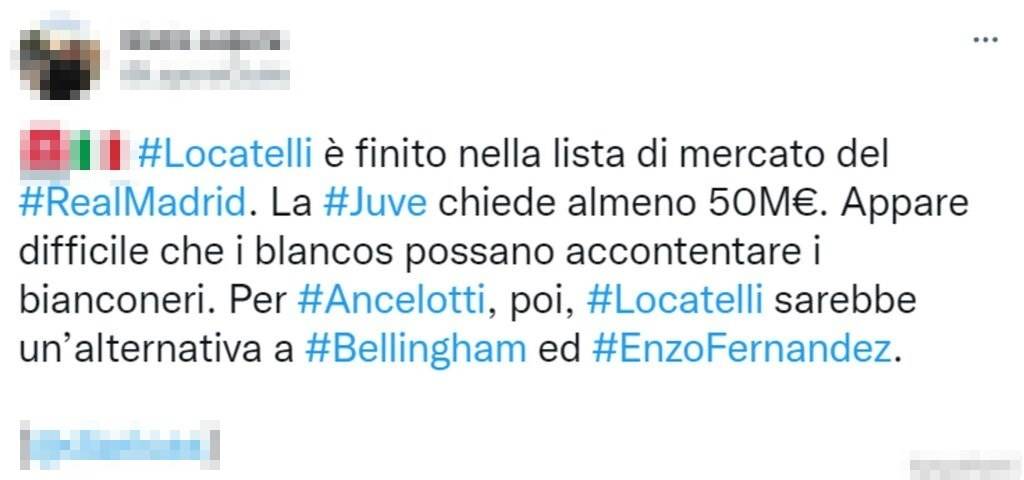 Tweet Locatelli 