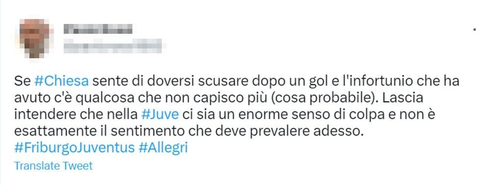 Chiesa tweet