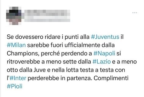 Milan tweet Champions