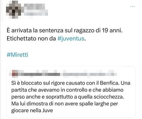 Miretti Juventus Tweet