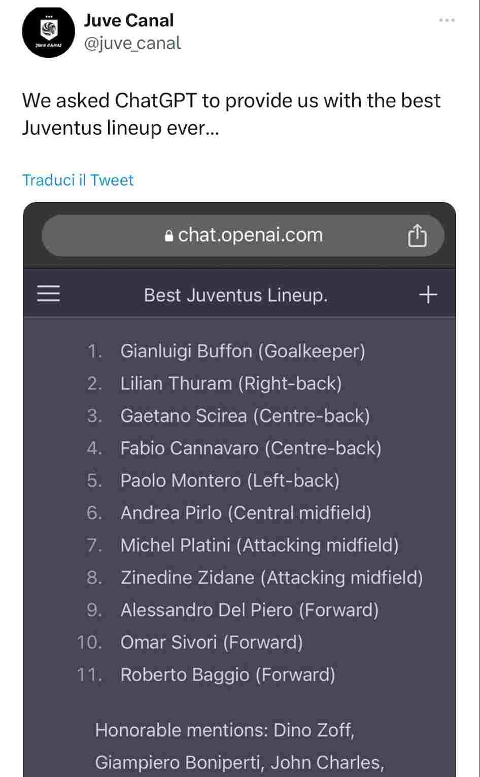 juventus top 11 chatgpt