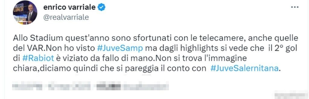 tweet juventus varriale 