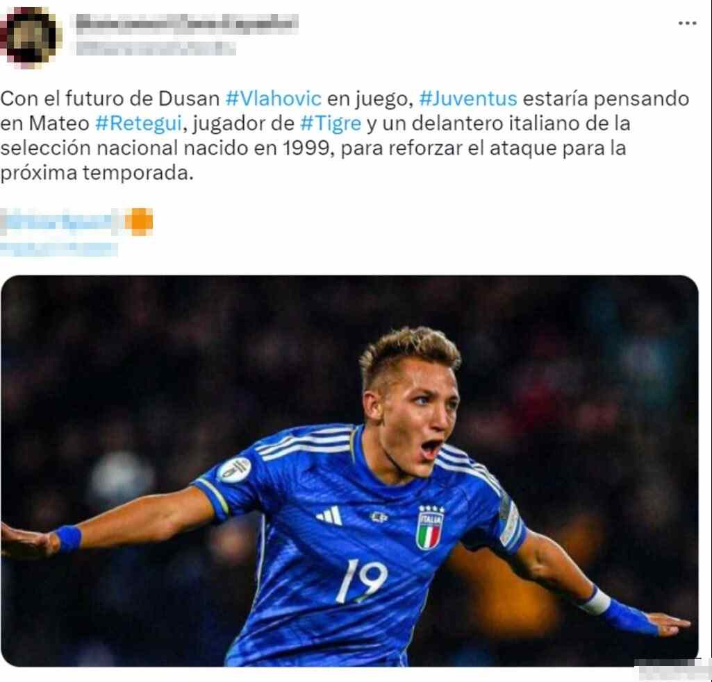 tweet mercato juventus retegui vlahovic