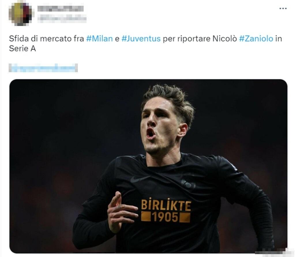 tweet zaniolo milan juventus